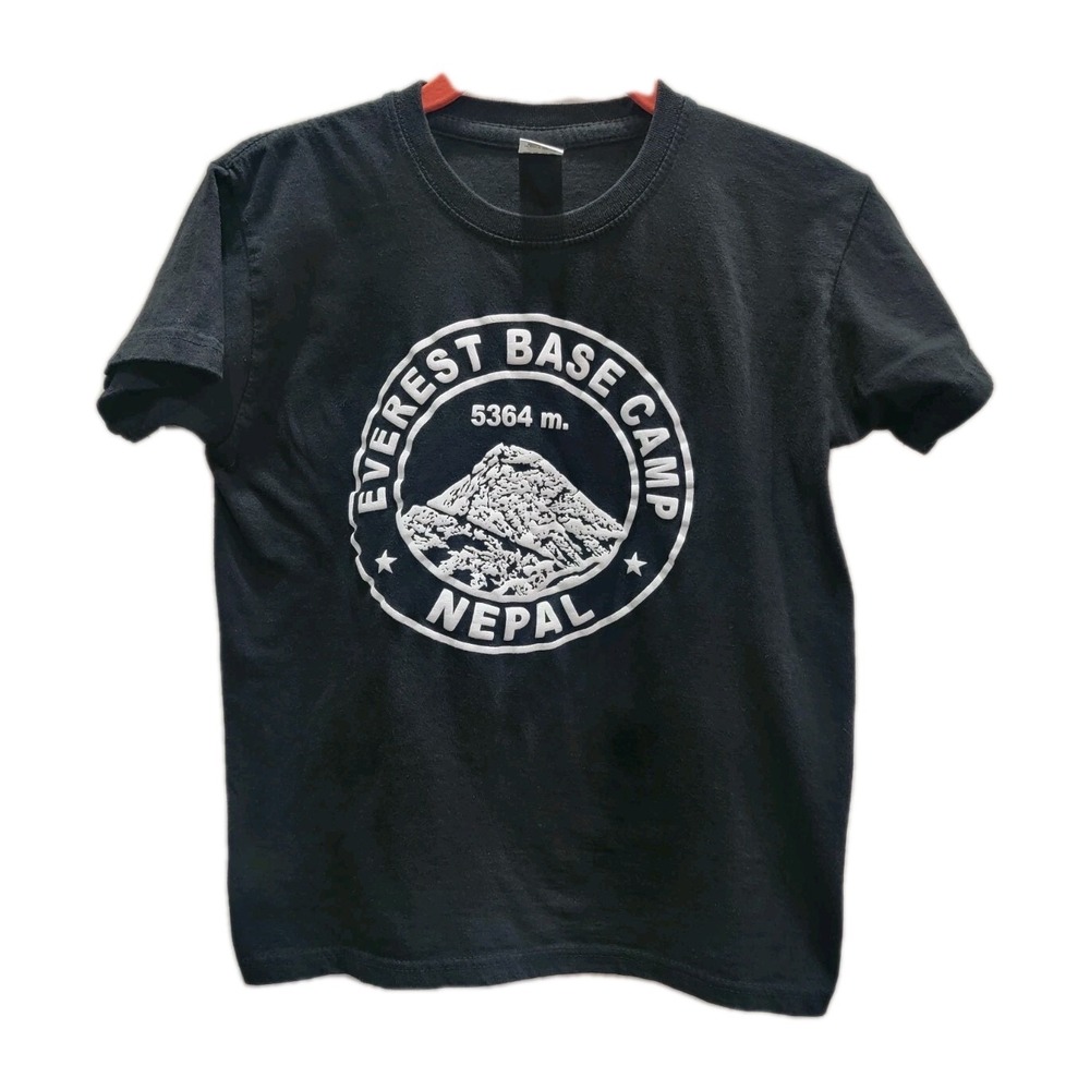 Everest Base Camp Nepal Black Youth Tshirt Size M